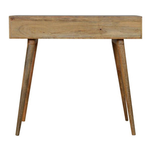 Tile Carved Writing Desk | Solid Mango Wood | Open Storage Slot | Artisan Office Table