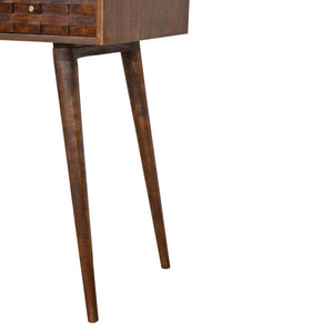 Tile Writing Desk | Solid Mango Wood | Chestnut Finish | Compact Home Office Table