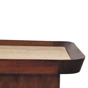 Travertine-Top Tray Coffee Table | Stone Living Room Centrepiece