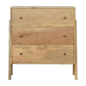 Trestle Mango Wood Chest of Drawers | 3 Drawers | Oak Finish