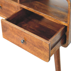 Triple Curved Console Table | Chestnut Finish | Sculptural Hallway Storage