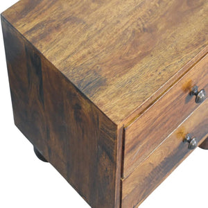 Tula Bedside Table | Solid Mango Wood | Chestnut Finish | 2 Drawers