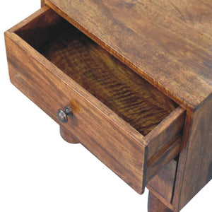 Tula Bedside Table | Solid Mango Wood | Chestnut Finish | 2 Drawers