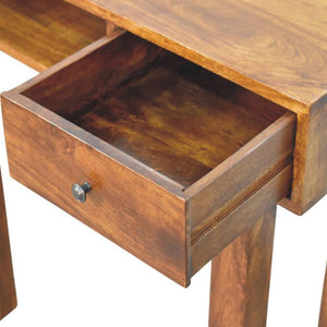 Tula Writing Desk | Solid Mango Wood | Chestnut Finish | 1 Drawer