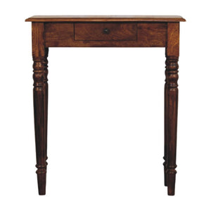 Turned-Leg Console Table | Solid Mango Wood | Chestnut Finish | 1 Drawer