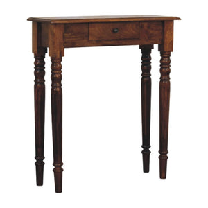 Turned-Leg Console Table | Solid Mango Wood | Chestnut Finish | 1 Drawer