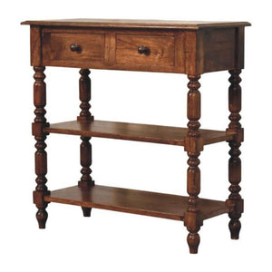 Turned-Leg Side Table with Shelves | Classic Multi-Level Storage