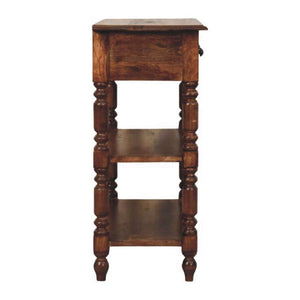 Turned-Leg Side Table with Shelves | Classic Multi-Level Storage