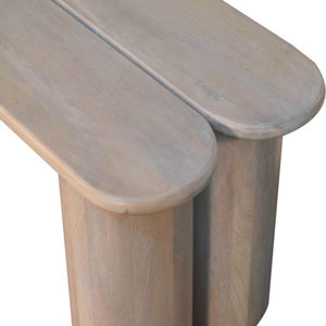 Twin Plank Bench | Solid Mango Wood | Marble Finish | Sculptural Wooden Bench