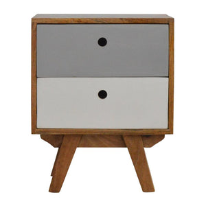 Two-Tone Grey Bedside Table | 2 Drawers | Solid Mango Wood