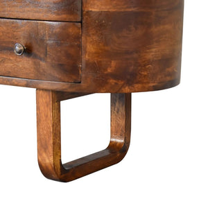 U-Frame Media TV Unit | Solid Mango Wood | Oak Finish | Rounded Storage Design