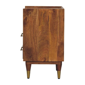 Valenza Brass Accent Bedside | Solid Wood Nightstand with Brass Detail