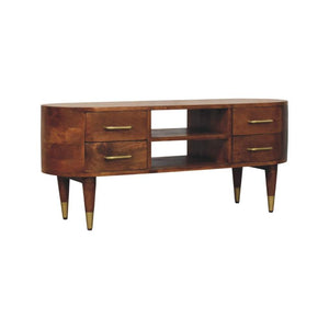 Valenza Curved Media Unit | Solid Wood TV Cabinet with Storage
