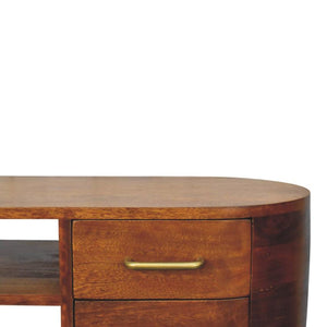 Valenza Curved Media Unit | Solid Wood TV Cabinet with Storage