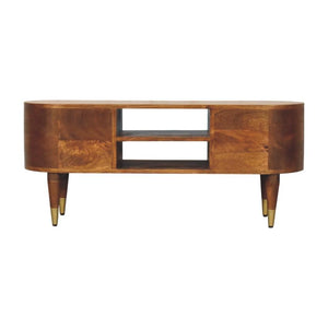 Valenza Curved Media Unit | Solid Wood TV Cabinet with Storage