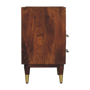 Valenza Open Frame Bedside Table | Solid Mango Wood | Roasted Almond Finish | Open Shelf Nightstand
