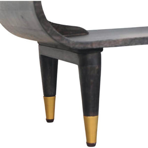 Velvet Mocha Curved Edge Console | Brass Accents | Elegant Entryway Table