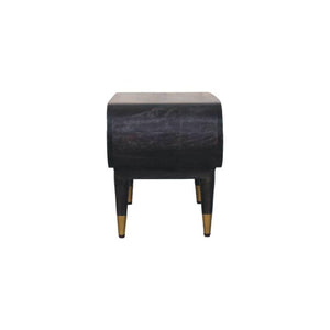 Velvet Mocha Curved Edge Console | Brass Accents | Elegant Entryway Table