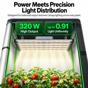 VIVOSUN AeroLight 320W LED Grow Light | Tunable Full Spectrum, Integrated Circulation Fan, GrowHub Compatible & 4x2 ft Coverage