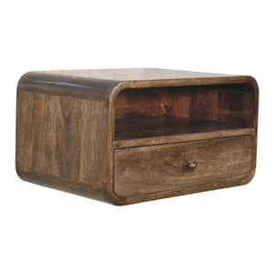 Wall-Mount Open Slot Bedside | Floating Solid Wood Nightstand