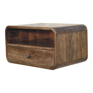 Wall-Mount Open Slot Bedside | Floating Solid Wood Nightstand