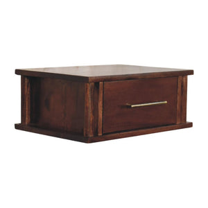 Wall-Mounted Bedside Table | Brass Handle | Floating Storage Design