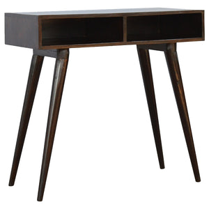 Walnut Open Writing Desk | Solid Mango Wood | Walnut Finish | 2 Shelf Home Office Desk