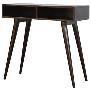 Walnut Open Writing Desk | Solid Mango Wood | Walnut Finish | 2 Shelf Home Office Desk