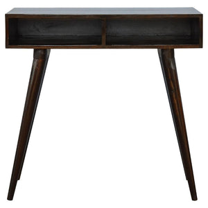 Walnut Open Writing Desk | Solid Mango Wood | Walnut Finish | 2 Shelf Home Office Desk