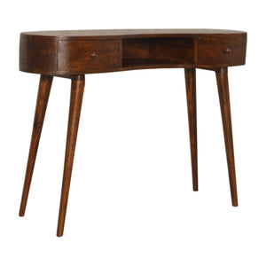 Wave Writing Desk | Solid Mango Wood | Chestnut Finish | Home Office Desk