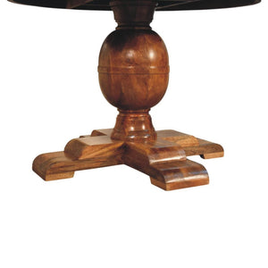 Wentworth Round Dining Table | Solid Mango Wood | Fluted Pedestal Base | Timeless Dining Table