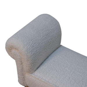 White Bouclé Bedroom Bench | Upholstered End-of-Bed Seat | Soft Contemporary Style