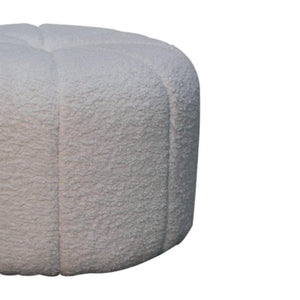 White Bouclé Circus Footstool | Round Upholstered Stool | Playful Accent Seat
