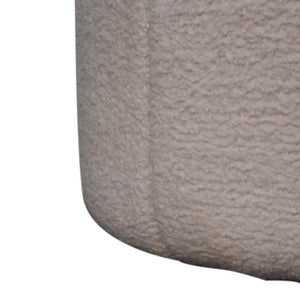 White Bouclé Circus Footstool | Round Upholstered Stool | Playful Accent Seat