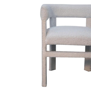 White Bouclé Occasional Chair | Upholstered Accent Seating | Soft Textured Finish