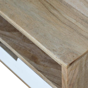 White Drawer Mango Wood Bedside Table | Open Shelf | Nordic Legs
