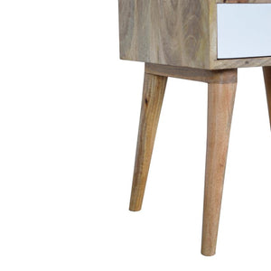 White Drawer Mango Wood Bedside Table | Open Shelf | Nordic Legs