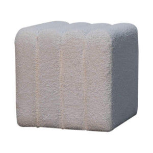 White Wavy Bouclé Footstool | Sculptural Upholstery | Soft Accent Stool