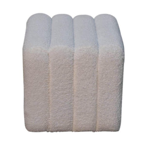 White Wavy Bouclé Footstool | Sculptural Upholstery | Soft Accent Stool
