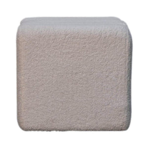 White Wavy Bouclé Footstool | Sculptural Upholstery | Soft Accent Stool