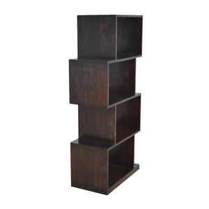 Zig Zag Display Unit | Solid Sheesham Wood | Chestnut Finish | 4 Shelf Open Bookcase
