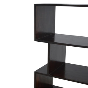 Zig Zag Display Unit | Solid Sheesham Wood | Chestnut Finish | 4 Shelf Open Bookcase