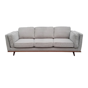 Modern Beige Fabric 3 Seater Sofa Lounge With Wooden Legs