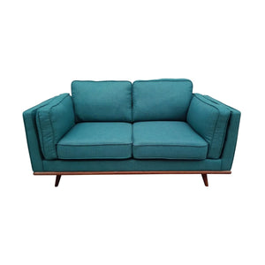 Teal Fabric 2 Seater Sofa Lounge With Wooden Frame -
