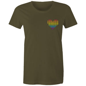 Women's Rainbow Heart Pocket T-shirt