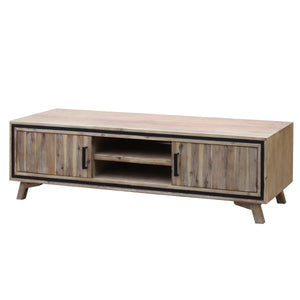 Solid Acacia Wood TV Cabinet With 2 Storage Drawers