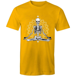 Men's Meditating Skeleton With Lotus Background T-shirt