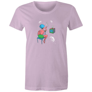 Women's Woman In Space Cartoon T-shirt
