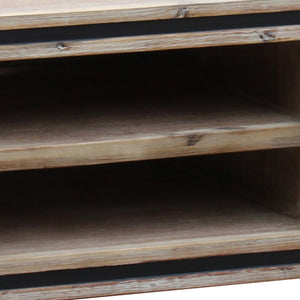 Solid Acacia Wood TV Cabinet With 2 Storage Drawers