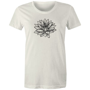 Women's Black Lotus Print T-shirt